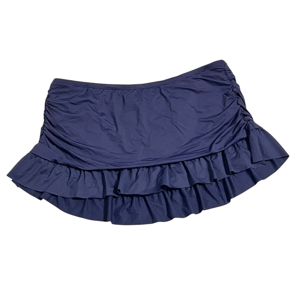 La Blanca Navy Ruched Swim Skirt 18W Tummy Control Plus Size - Picture 9 of 10